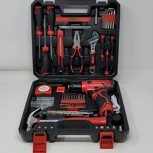 New 154pcs Tool Kit Household Hand Tool Set with 8V Cordless Drill Portable